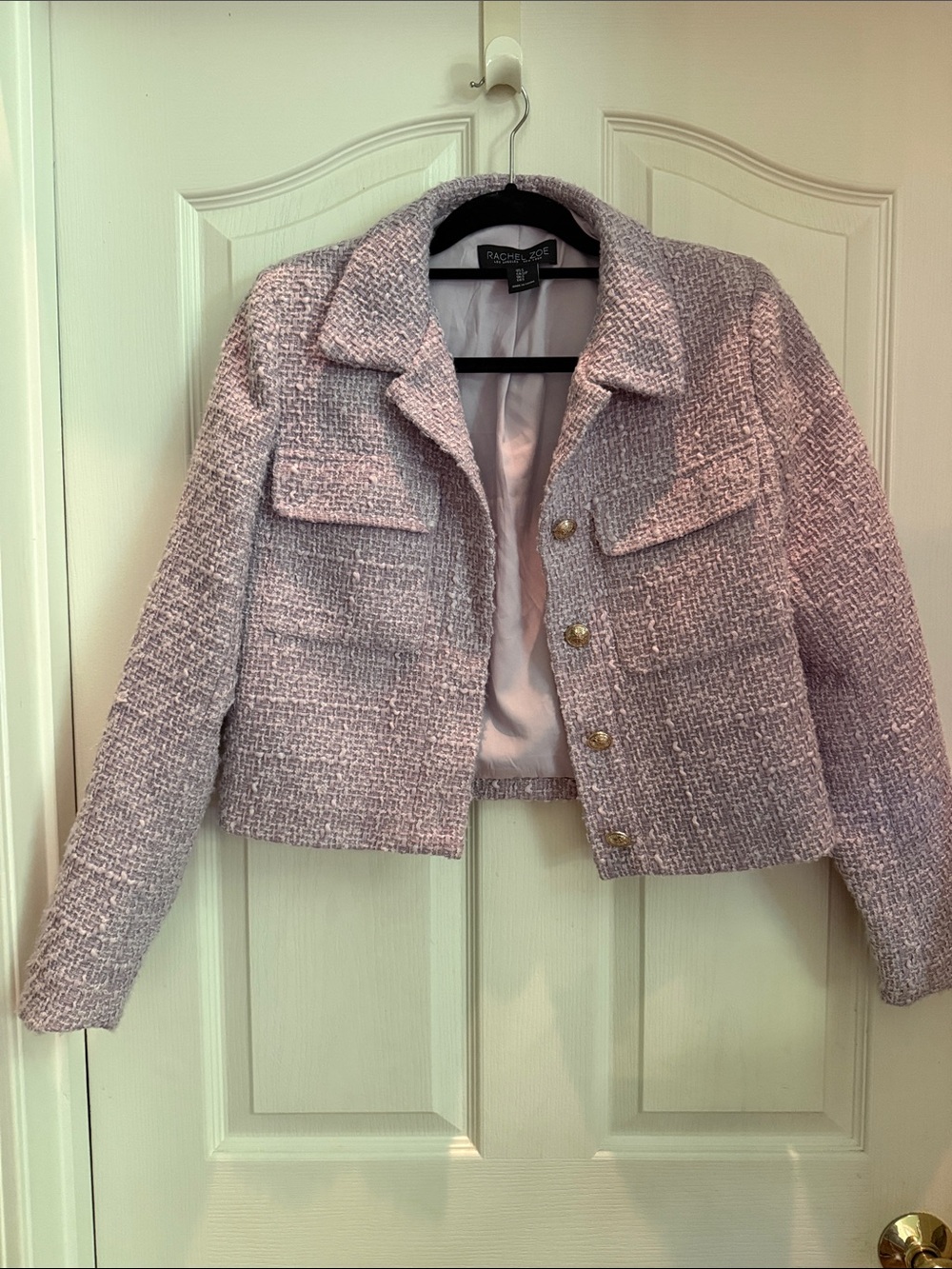 Rachel Zoe Lilac Tweed Cropped Jacket